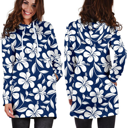 Hibiscus Pattern Print Design HB031 Women Hoodie Dress