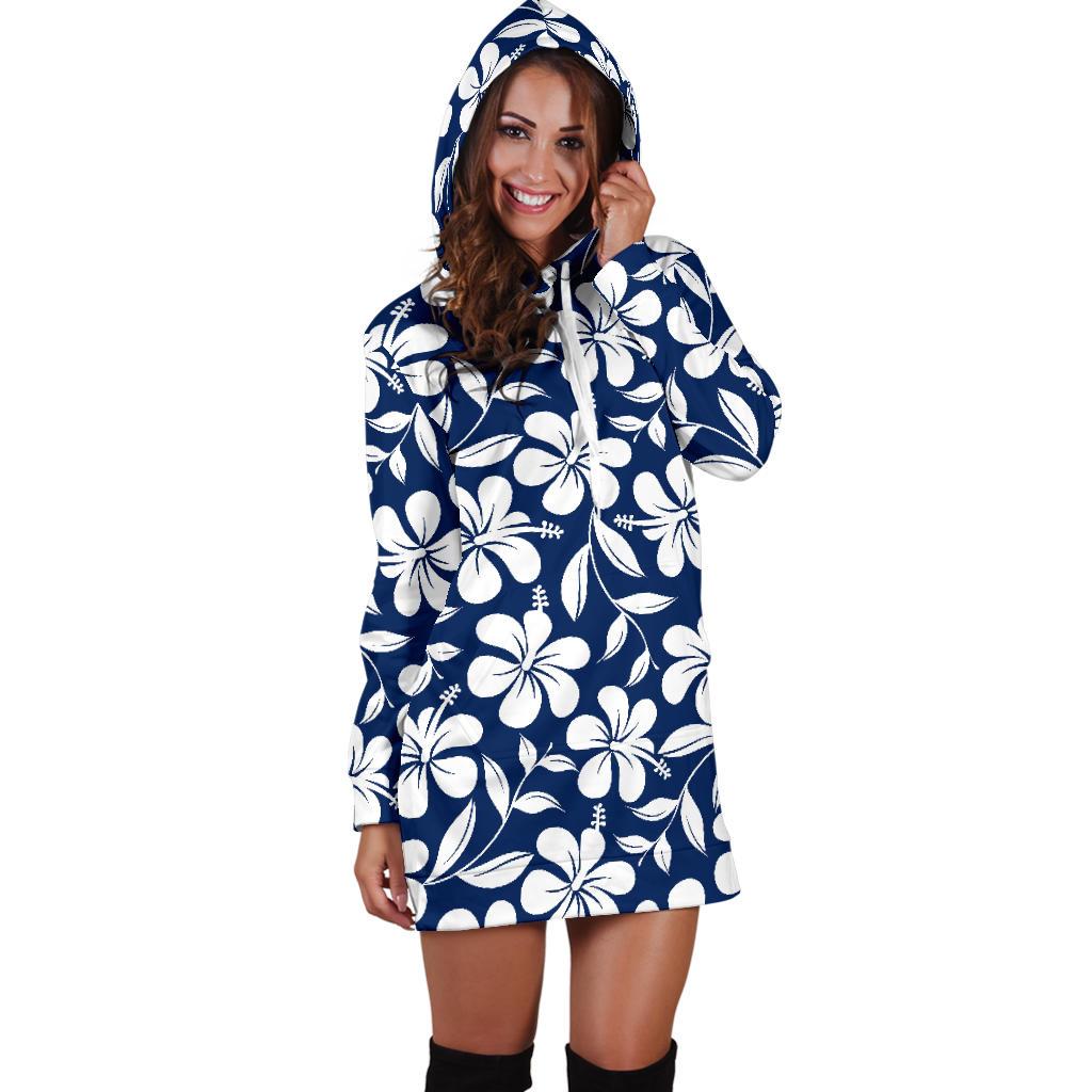 Hibiscus Pattern Print Design HB031 Women Hoodie Dress