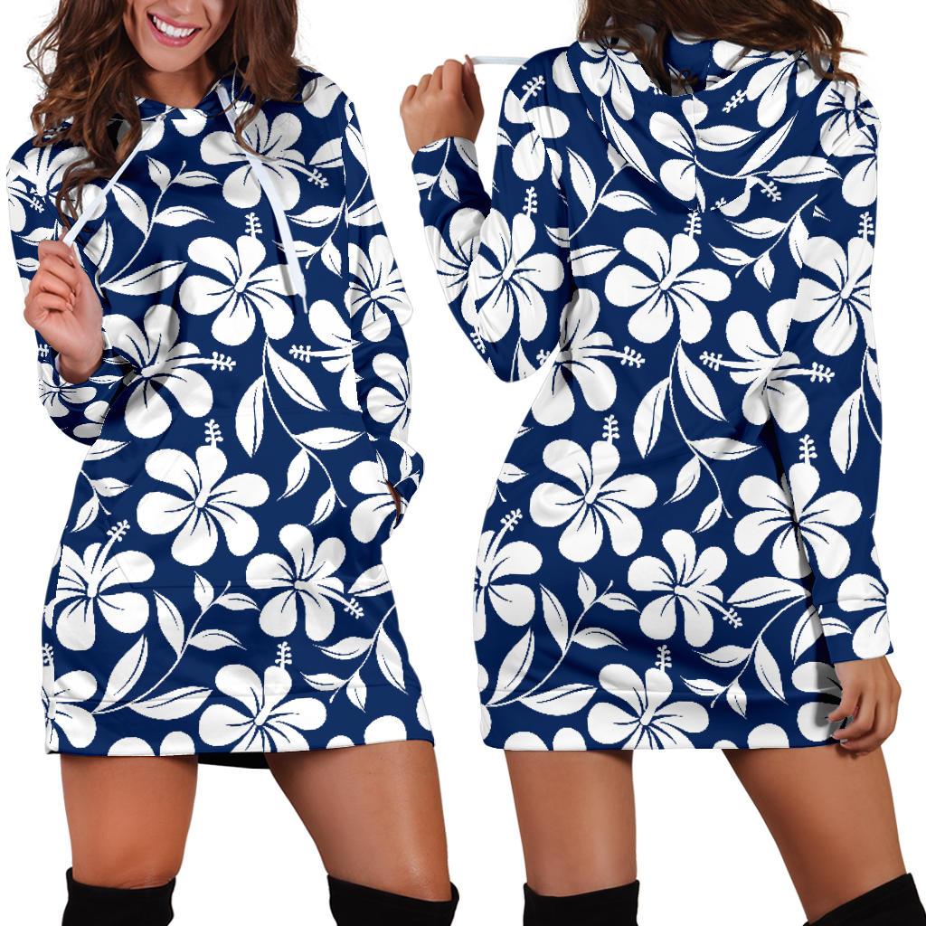 Hibiscus Pattern Print Design HB031 Women Hoodie Dress