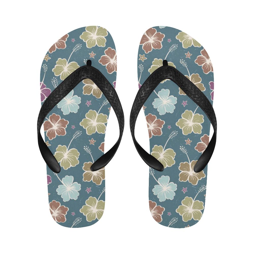 Hibiscus Pattern Print Design HB033 Flip Flops-JorJune