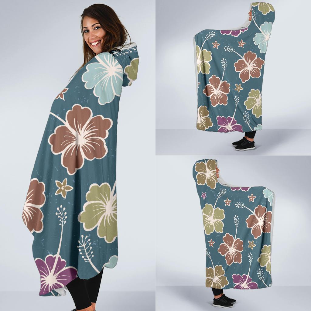 Hibiscus Pattern Print Design HB033 Hooded Blanket-JORJUNE.COM