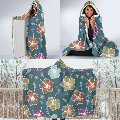 Hibiscus Pattern Print Design HB033 Hooded Blanket-JORJUNE.COM