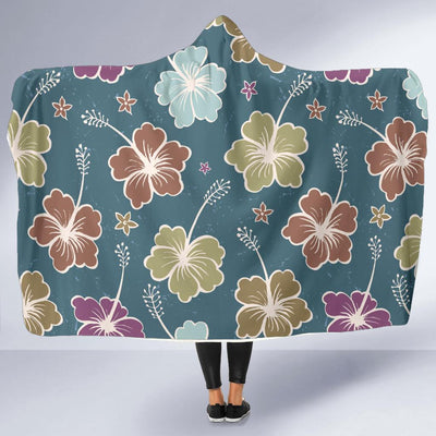 Hibiscus Pattern Print Design HB033 Hooded Blanket-JORJUNE.COM