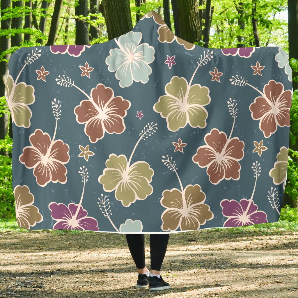 Hibiscus Pattern Print Design HB033 Hooded Blanket-JORJUNE.COM