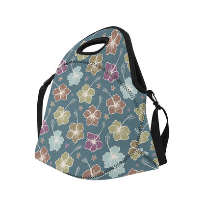 Hibiscus Pattern Print Design HB033 Neoprene Lunch Bag-JorJune
