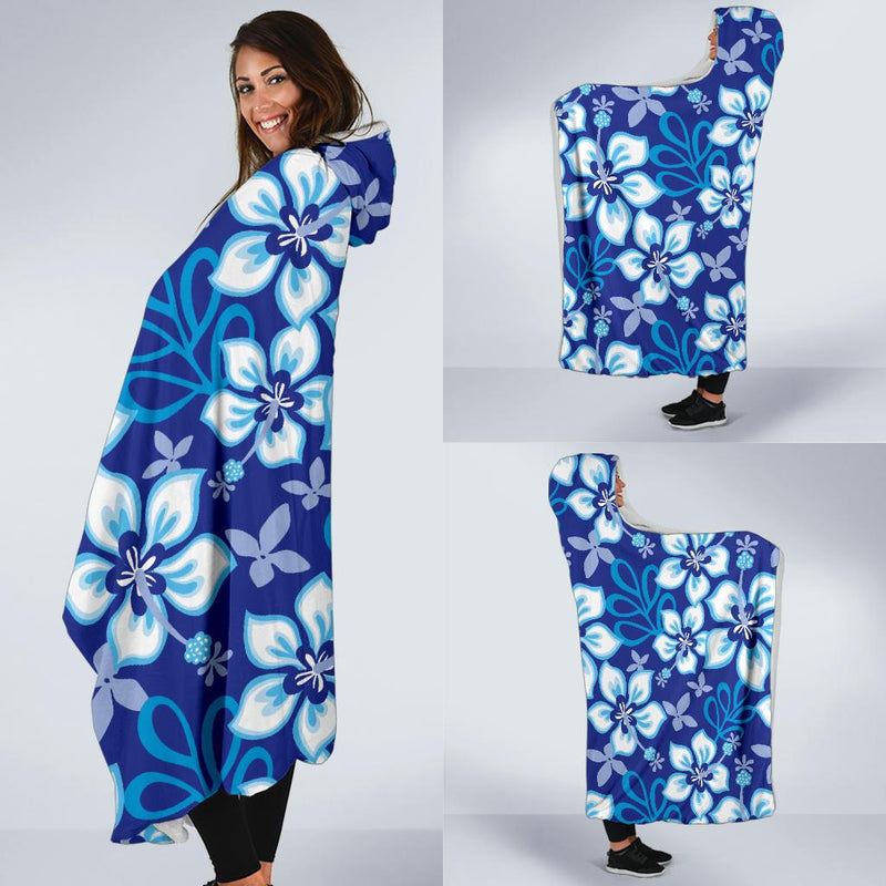 Hibiscus Pattern Print Design HB04 Hooded Blanket-JORJUNE.COM