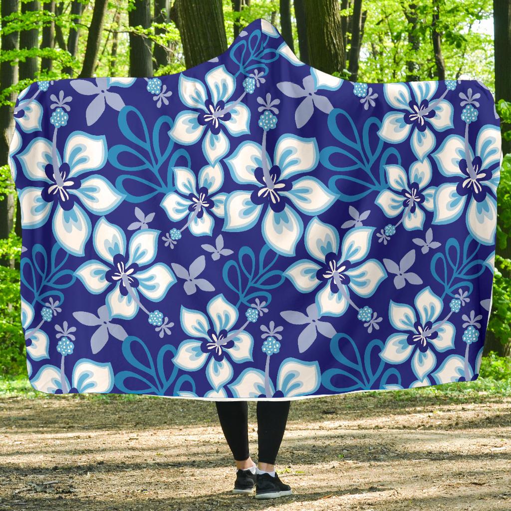 Hibiscus Pattern Print Design HB04 Hooded Blanket-JORJUNE.COM