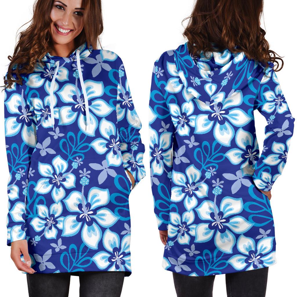 Hibiscus Pattern Print Design HB04 Women Hoodie Dress