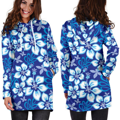 Hibiscus Pattern Print Design HB04 Women Hoodie Dress