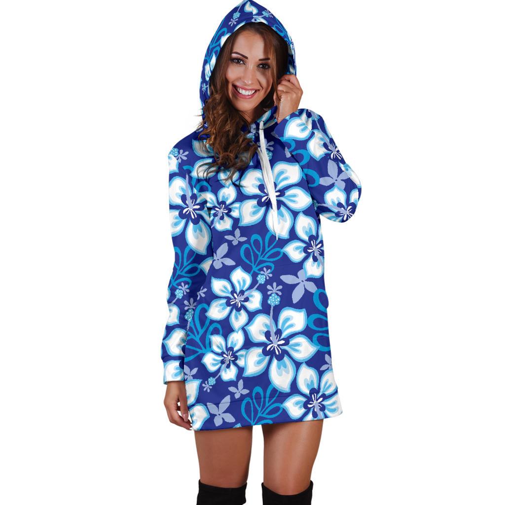 Hibiscus Pattern Print Design HB04 Women Hoodie Dress