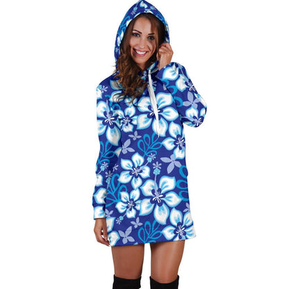 Hibiscus Pattern Print Design HB04 Women Hoodie Dress