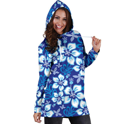 Hibiscus Pattern Print Design HB04 Women Hoodie Dress
