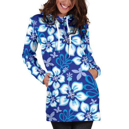 Hibiscus Pattern Print Design HB04 Women Hoodie Dress