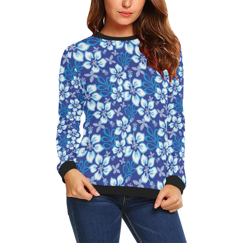 Hibiscus Pattern Print Design HB04 Women Long Sleeve Sweatshirt-JorJune