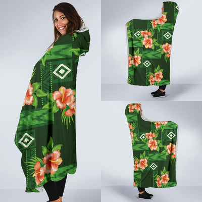 Hibiscus Pattern Print Design HB05 Hooded Blanket-JORJUNE.COM