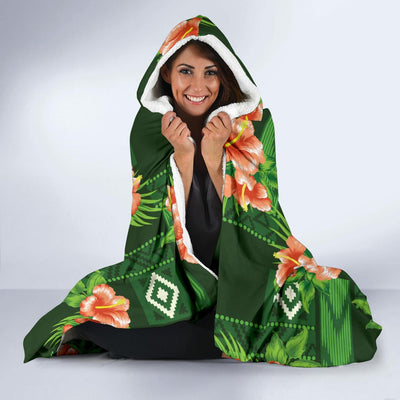 Hibiscus Pattern Print Design HB05 Hooded Blanket-JORJUNE.COM