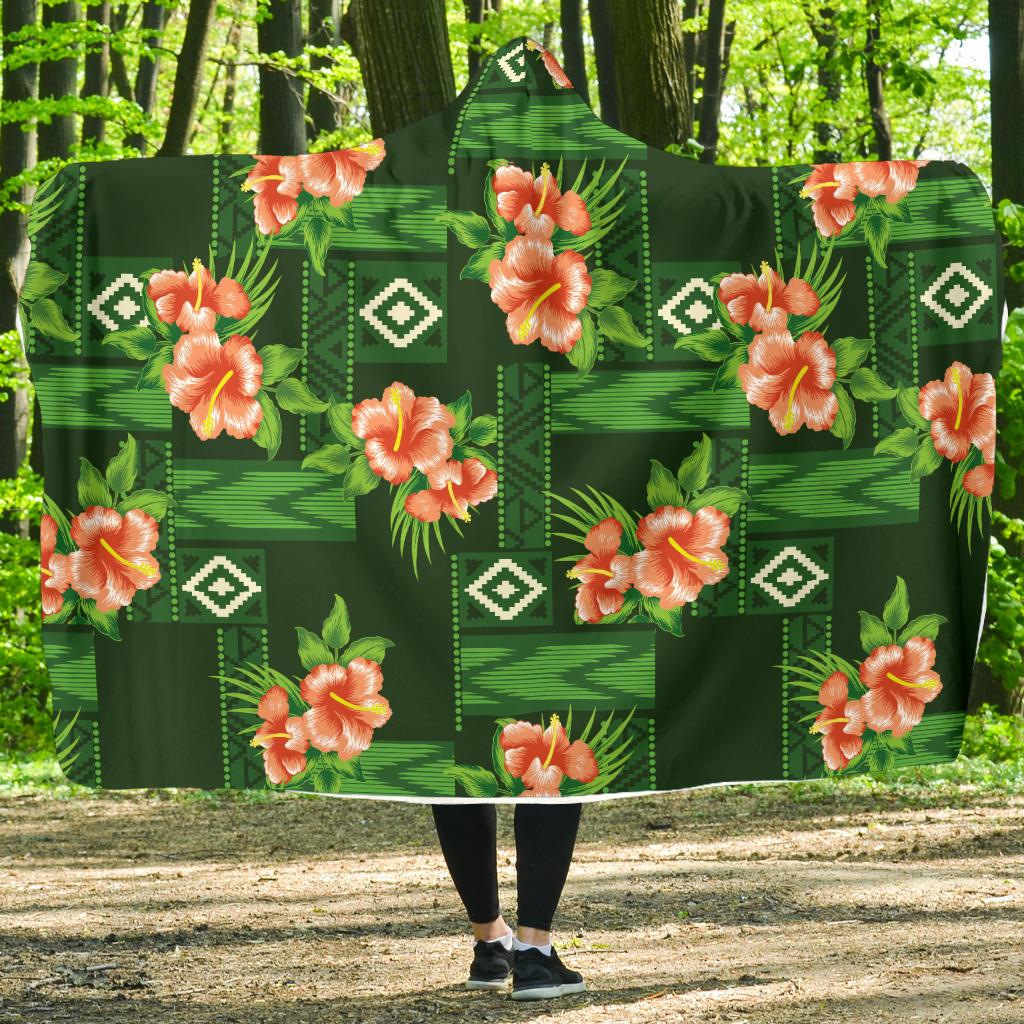 Hibiscus Pattern Print Design HB05 Hooded Blanket-JORJUNE.COM