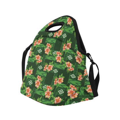 Hibiscus Pattern Print Design HB05 Neoprene Lunch Bag-JorJune