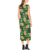 Hibiscus Pattern Print Design HB05 Sleeveless Open Fork Long Dress