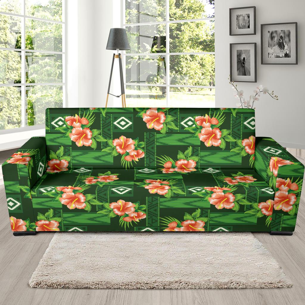 Hibiscus Pattern Print Design HB05 Sofa Slipcover-JORJUNE.COM