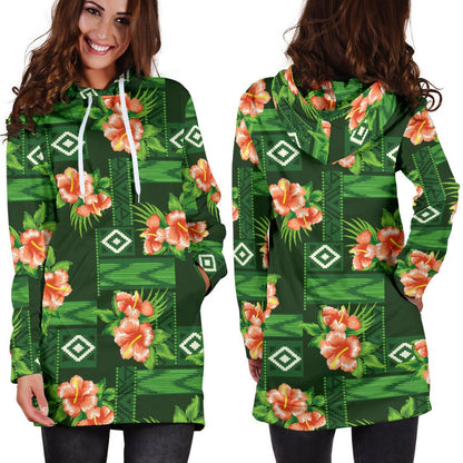 Hibiscus Pattern Print Design HB05 Women Hoodie Dress