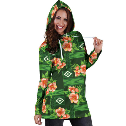 Hibiscus Pattern Print Design HB05 Women Hoodie Dress