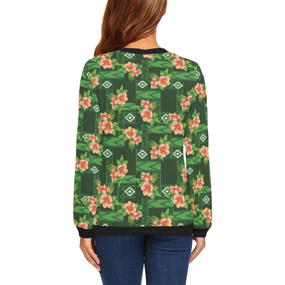 Hibiscus Pattern Print Design HB05 Women Long Sleeve Sweatshirt-JorJune