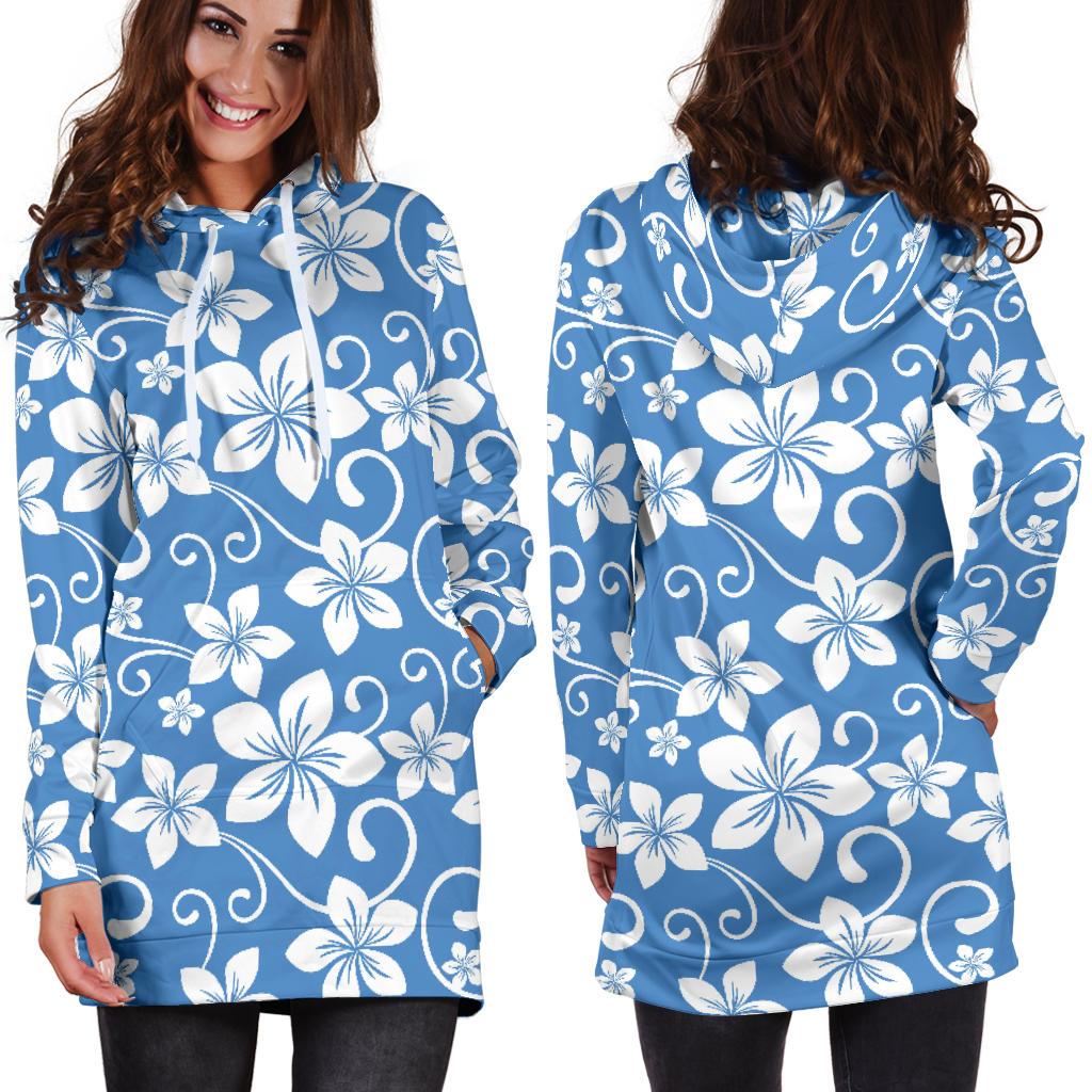 Hibiscus Pattern Print Design HB09 Women Hoodie Dress