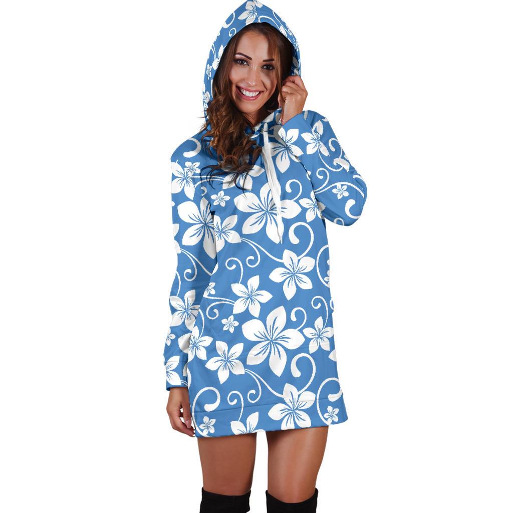 Hibiscus Pattern Print Design HB09 Women Hoodie Dress