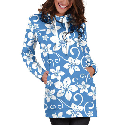 Hibiscus Pattern Print Design HB09 Women Hoodie Dress