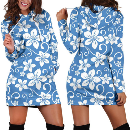 Hibiscus Pattern Print Design HB09 Women Hoodie Dress