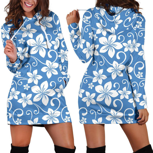 Hibiscus Pattern Print Design HB09 Women Hoodie Dress