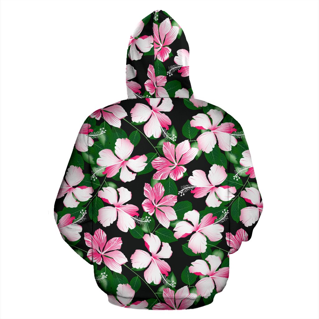 Hibiscus Pink Flower Hawaiian Print All Over Zip Up Hoodie
