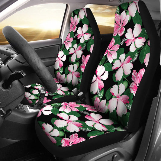 Hibiscus Pink Flower Hawaiian Print Universal Fit Car Seat Covers