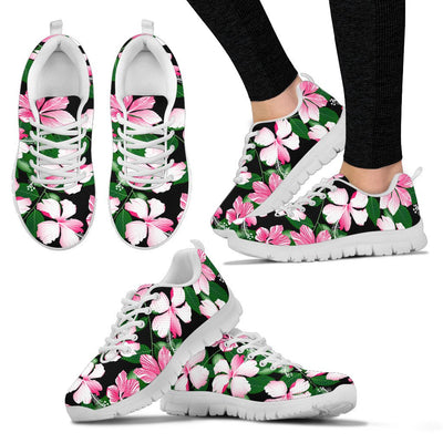 Hibiscus Pink Flower Hawaiian Print Women Sneakers Shoes