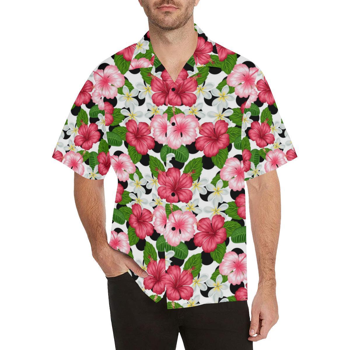 Hibiscus plumeria Hawaiian Flower Men Hawaii Shirt