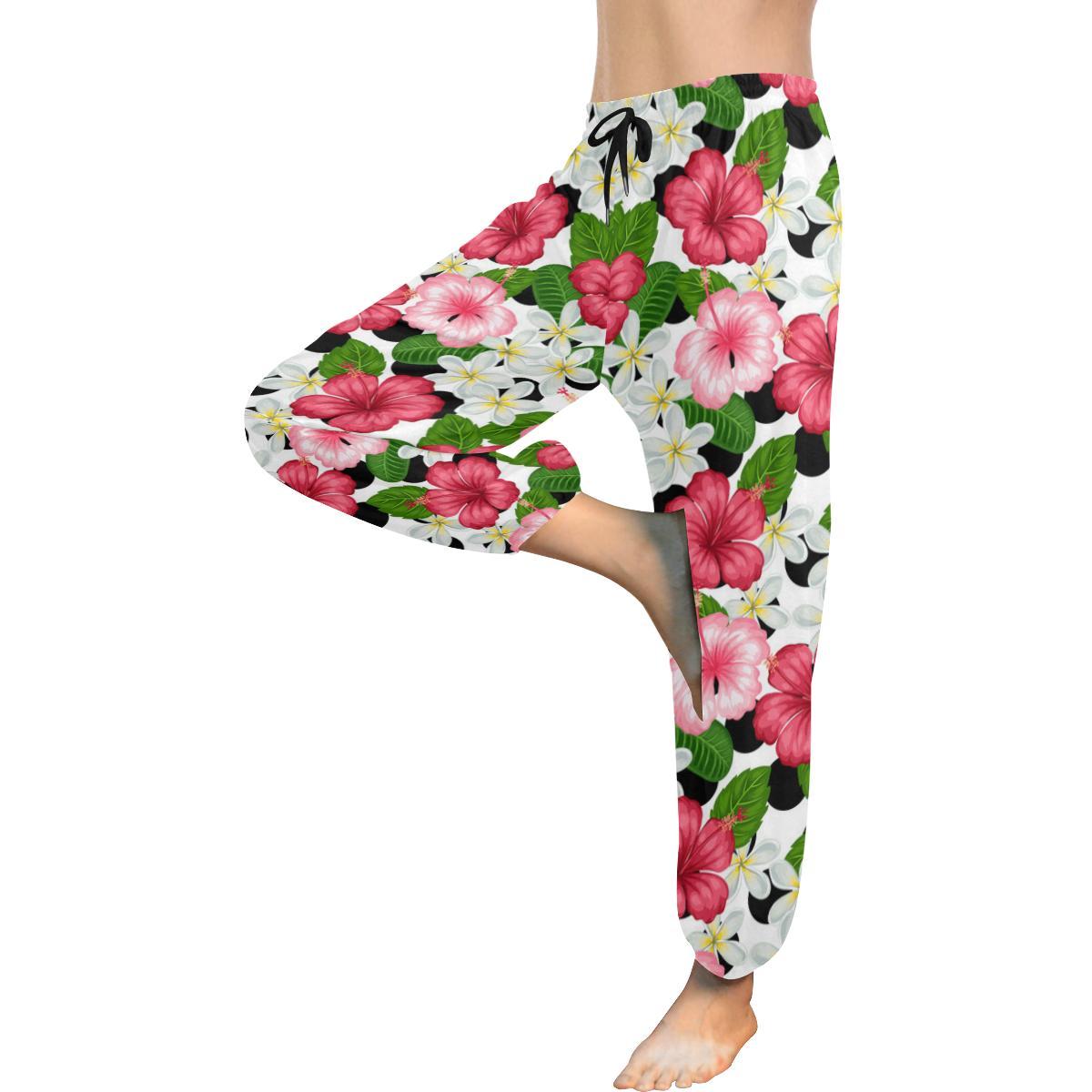 Hibiscus plumeria Hawaiian Flower Harem Pants