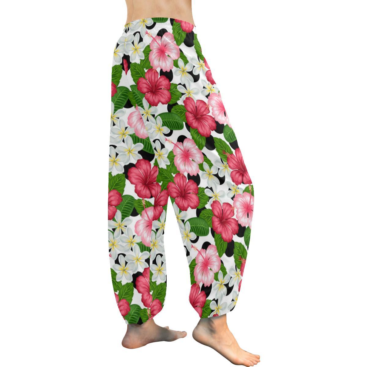 Hibiscus plumeria Hawaiian Flower Harem Pants