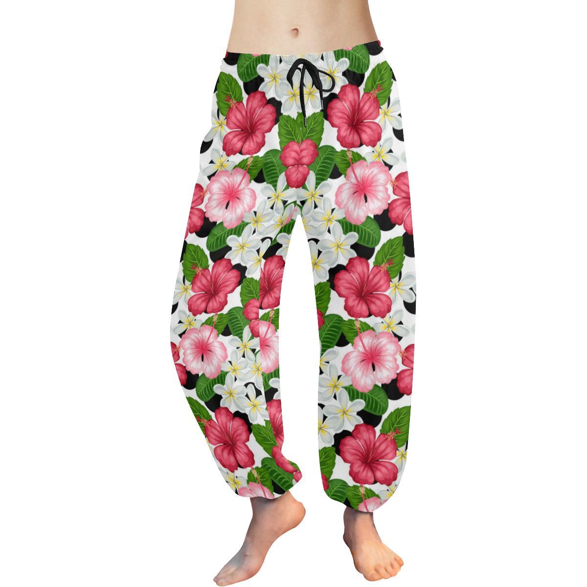 Hibiscus plumeria Hawaiian Flower Harem Pants