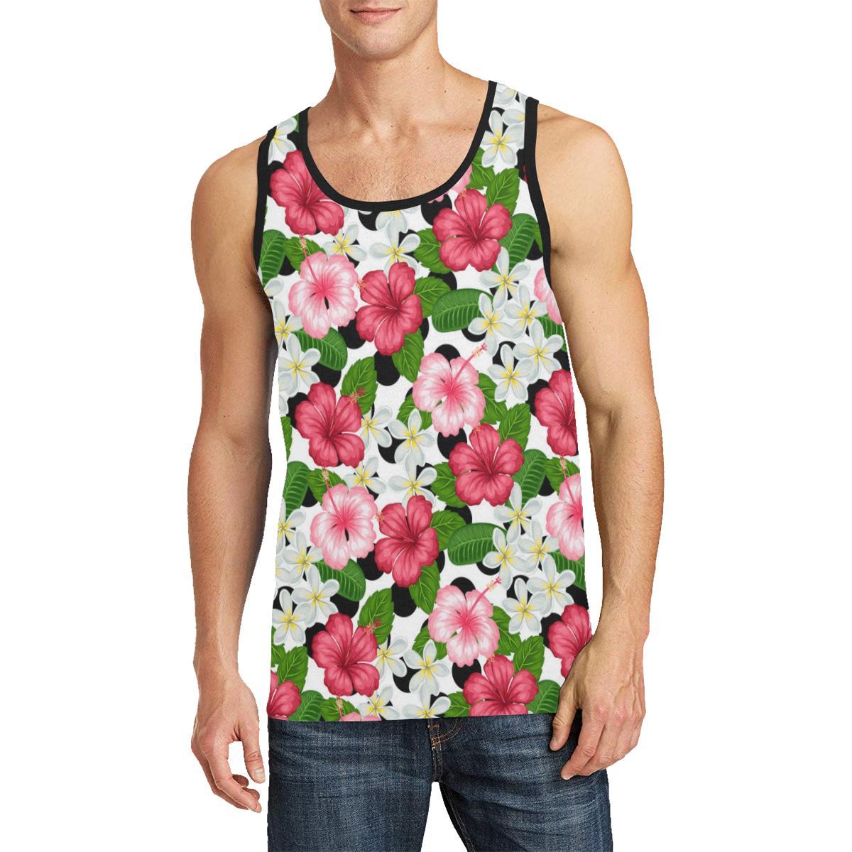 Hibiscus plumeria Hawaiian Flower Men Tank Top