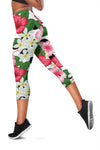 Hibiscus Plumeria Hawaiian Flower Women Capris