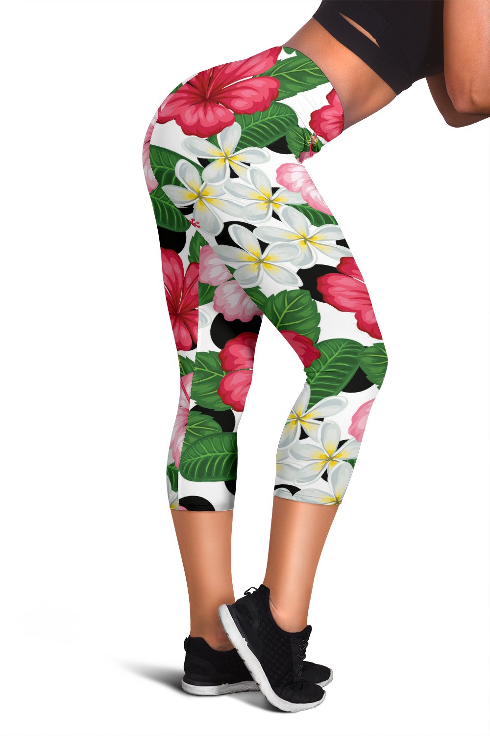 Hibiscus Plumeria Hawaiian Flower Women Capris