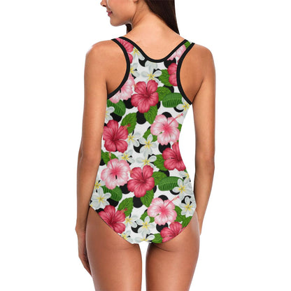 Hibiscus plumeria Hawaiian Flower Women One Piece Swimsuit