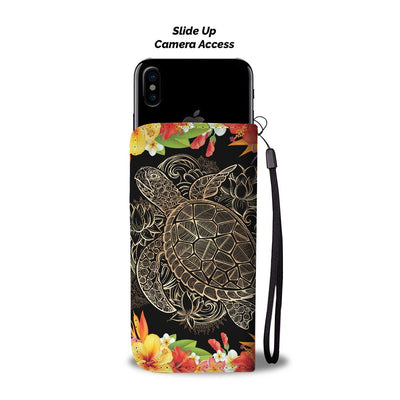 hibiscus Plumeria Hawaiian flowers Sea turtle Wallet Phone Case