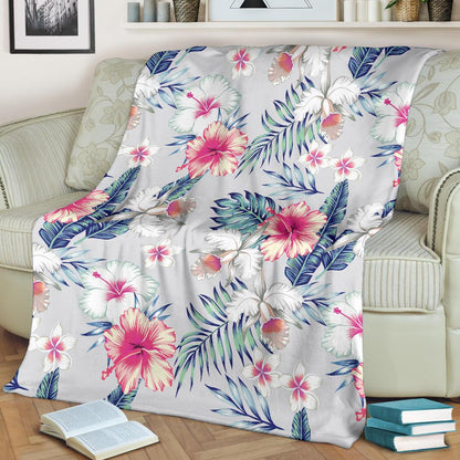 Hibiscus Print Fleece Blanket