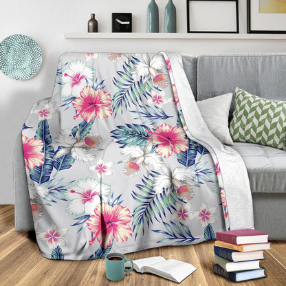 Hibiscus Print Fleece Blanket