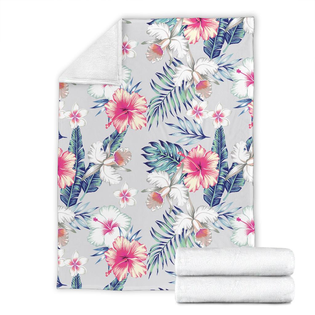 Hibiscus Print Fleece Blanket
