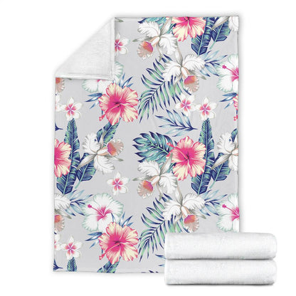 Hibiscus Print Fleece Blanket
