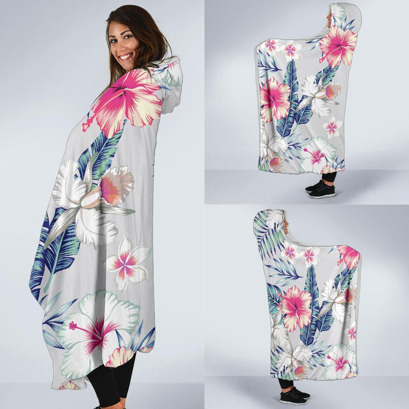 Hibiscus Print Hooded Blanket-JORJUNE.COM