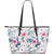 Hibiscus Print Large Leather Tote Bag